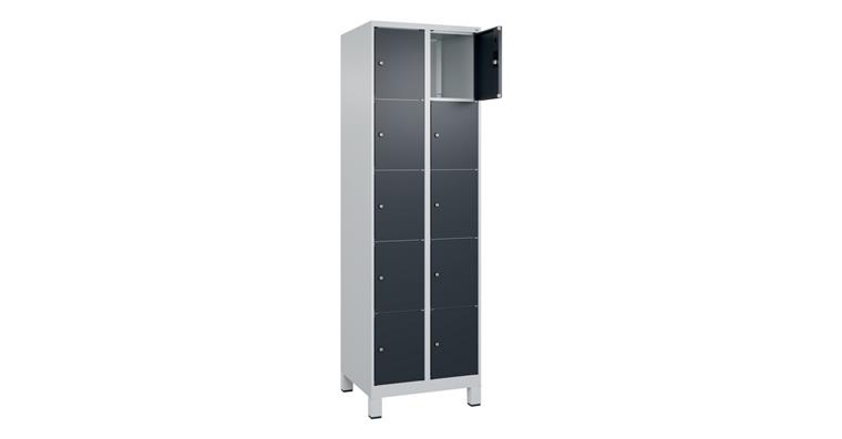 1085214109 Schließfachschrank Classic PLUS, Füße, 10 Fächer, 1950x600x500mm RAL 7035/7016