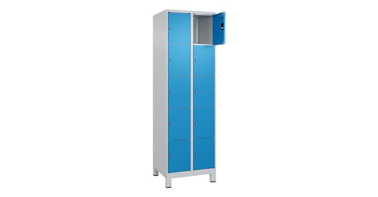 1085214110 Schließfachschrank Classic PLUS, Füße, 10 Fächer, 1950x600x500mm RAL 7035/5012