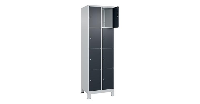 1085214105 Schließfachschrank Classic PLUS, Füße, 8 Fächer, 1950x600x500mm RAL 7035/7016