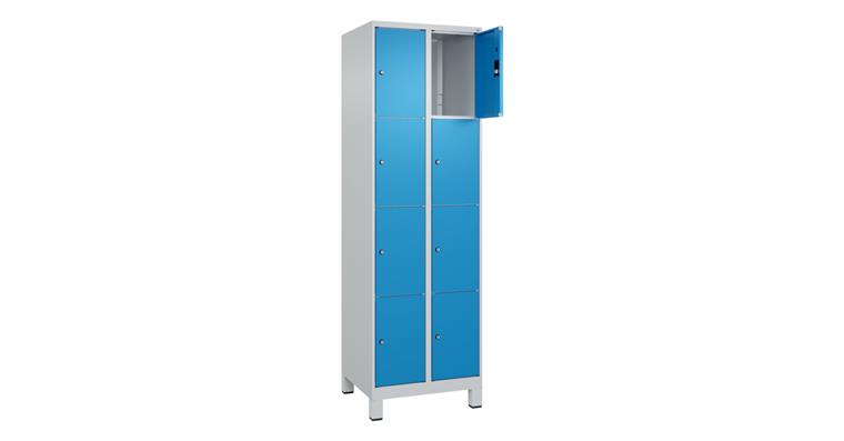 1085214106 Schließfachschrank Classic PLUS, Füße, 8 Fächer, 1950x600x500mm RAL 7035/5012