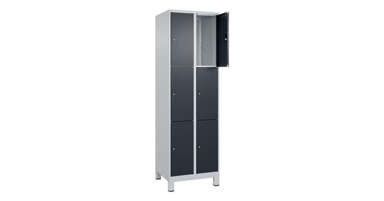 1085214101 Schließfachschrank Classic PLUS, Füße, 6 Fächer, 1950x600x500mm RAL 7035/7016