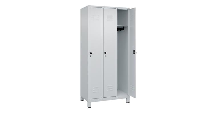 Spind Classic PLUS, Füße, 3 Abteile, 1950x900x500mm RAL 7035/7035
