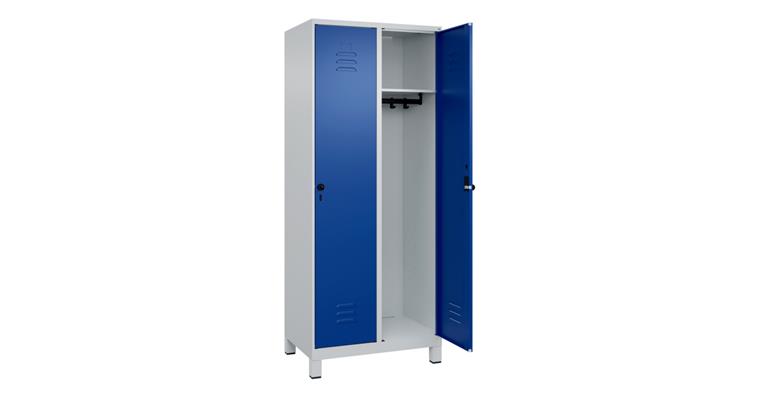 Spind Classic PLUS, Füße, 2 Abteile, 1950x800x500mm RAL 7035/5010