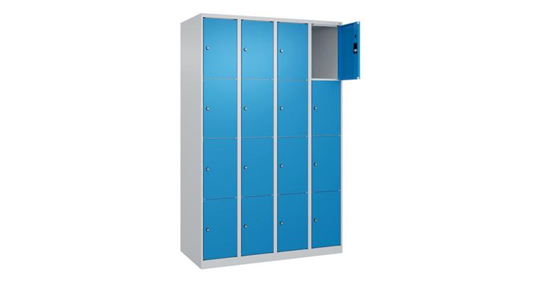Schließfachschrank Classic PLUS, 16 Fächer, 1850x1200x500mm RAL 7035/5012