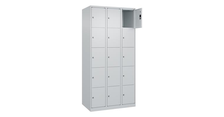 Schließfachschrank Classic PLUS, 15 Fächer, 1850x900x500mm RAL 7035/7035