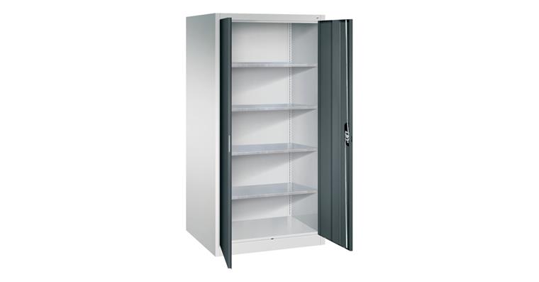 Hinged door tool cabinet HxWxD 1950x930x800 mm 4 shelves RAL 7035/7016