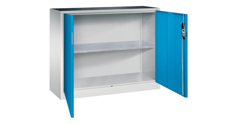 Flügeltür-Werkzeugschrank HxBxT 1000x1200x400 mm 1 Einlegeboden RAL 5012