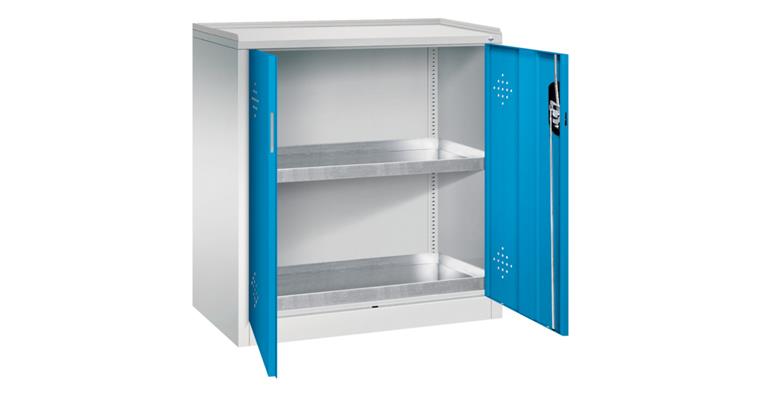 Hazmat cabinet HxWxD 1000x930x500 mm 2 trays each 20 litres RAL 7035/5012