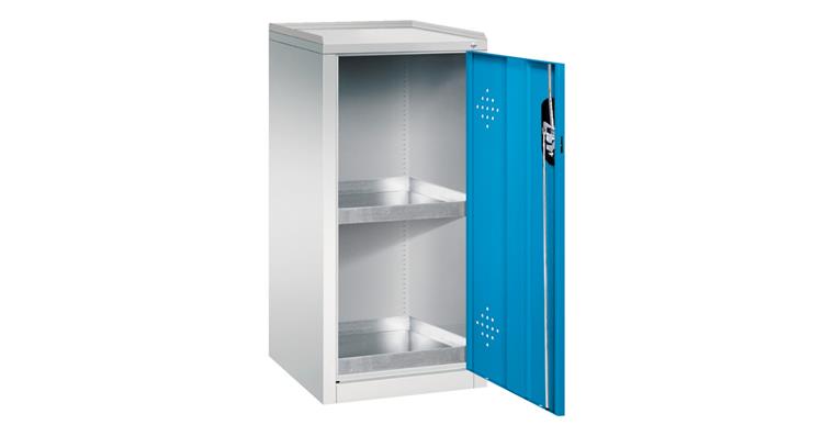 Umweltschrank HxBxT 1000x500x500 mm 2 Wannen à 10 Liter RAL 7035/5012
