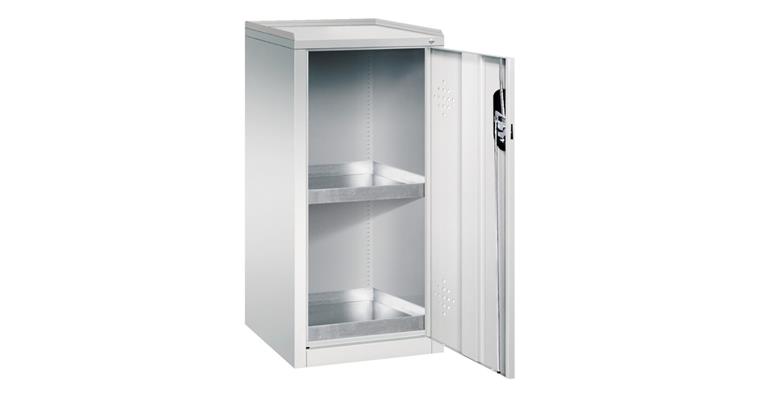Umweltschrank HxBxT 1000x500x500 mm 2 Wannen à 10 Liter RAL 7035
