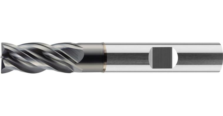 Solid carb. HPC end mill STEEL Varocon-coat. Z4 HB shaft lg dia. 4 mm