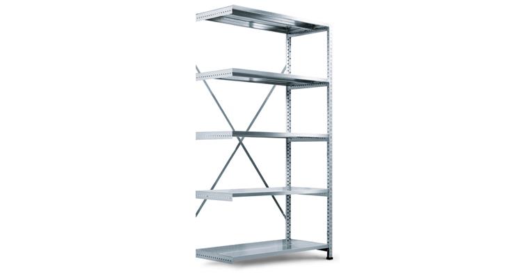 Add-on rack, zinc-plated, shelf height 2280mm width 800mm depth 600mm 6 shelves