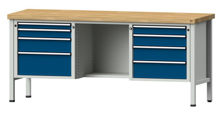 1082087402 Kastenwerkbank 2000x700x900mm 8 Schubladen mit Sitzer BMP 7035/5010