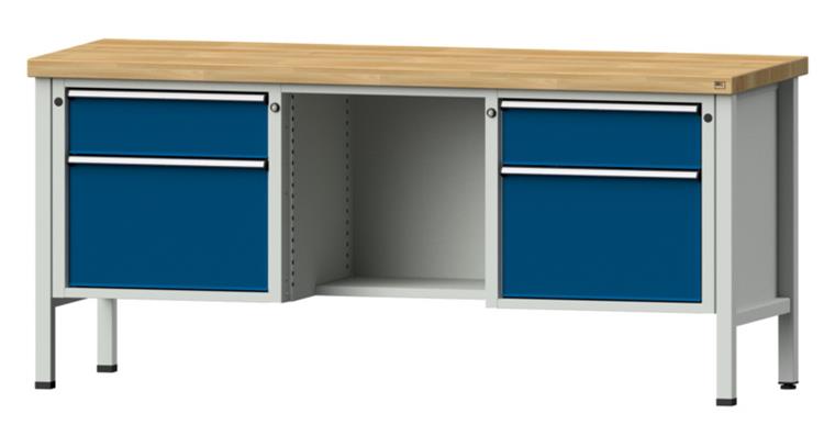 1082086402 Kastenwerkbank 2000x700x900mm 4 Schubladen mit Sitzer BMP 7035/5010