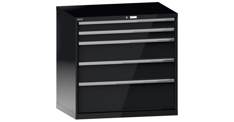 Schubladenschrank 1023x725x1000mm 5 Schubladen 2x100/2x200/1x300mm RAL 7016