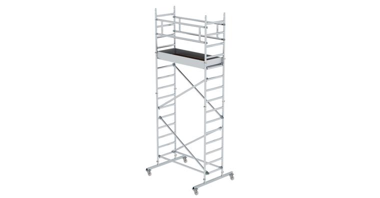 Aluminium-Rollgerüst Gerüstgröße 1,80x0,75m Plattformhöhe 3,20m Gerüsthöhe 4,20m