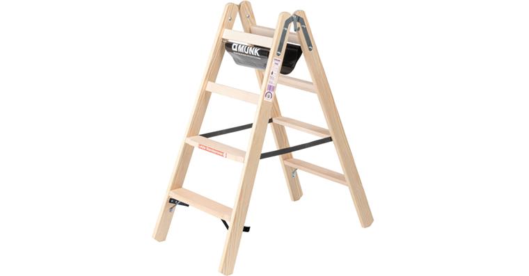 1085881102 Stufen-Stehleiter aus Holz 2x 4 Stufen Arbeitshöhe 2,50 m