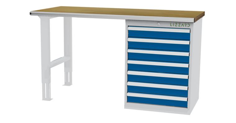 Lizzard Reihenwerkbank 7 Schubladen 1 Gehäuse B1500xT750xH860mm RAL7035/5012