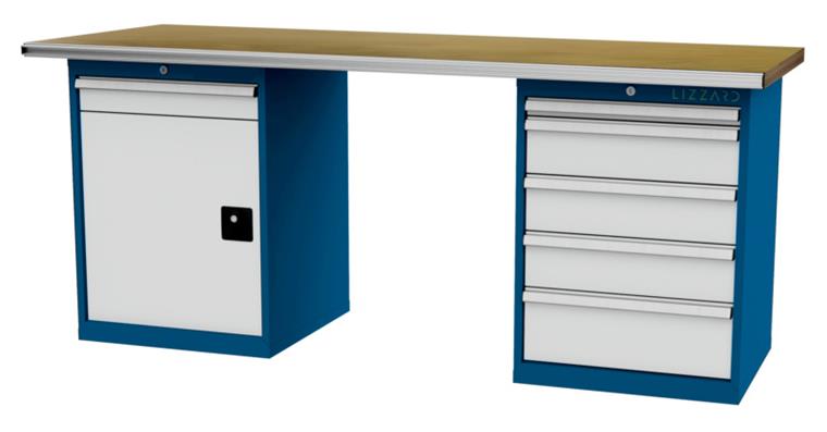 LIZZARD Reihenwerkbank 2 Gehäuse a 600x575x820mm B2000xT750xH860mm RAL5012/7035
