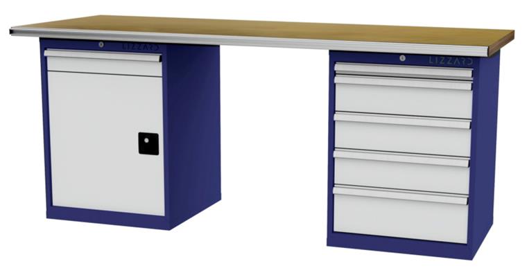 LIZZARD Reihenwerkbank 2 Gehäuse a 600x575x820mm B2000xT750xH860mm RAL5010/7035