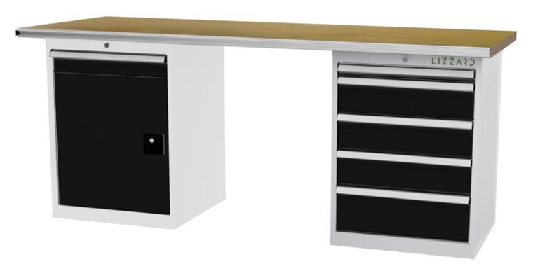LIZZARD Reihenwerkbank 2 Gehäuse a 600x575x820mm B2000xT750xH860mm RAL7035/7016