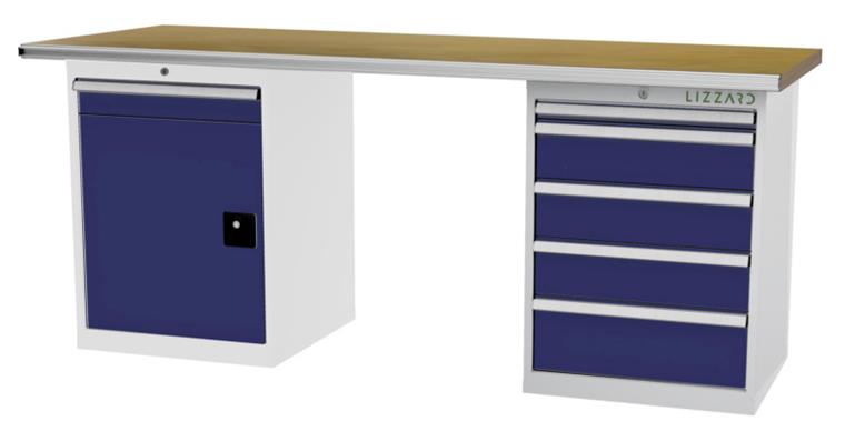 LIZZARD Reihenwerkbank 2 Gehäuse a 600x575x820mm B2000xT750xH860mm RAL7035/5010