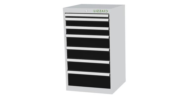 Lizzard Schubladenschrank 7 Schubladen B600xT575xH1020mm RAL7035/7016