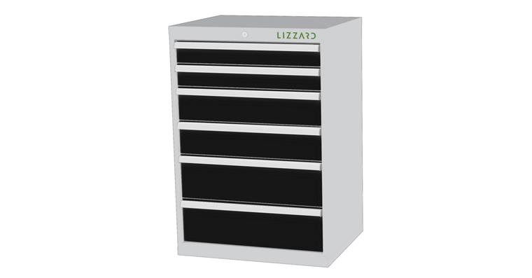 Lizzard Schubladenschrank 6 Schubladen B700xT575xH1020mm RAL7035/7016