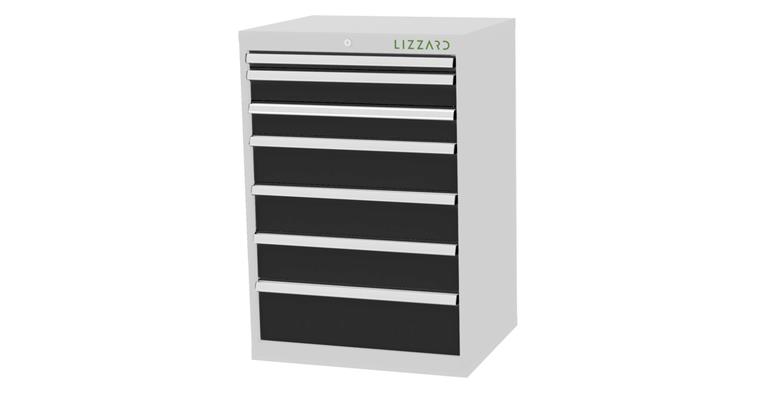 Lizzard Schubladenschrank 7 Schubladen B700xT575xH1020mm RAL7035/7016