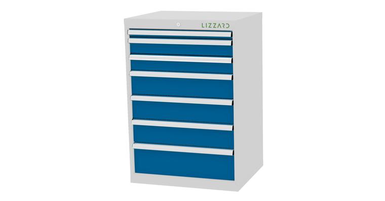 Lizzard Schubladenschrank 7 Schubladen B700xT575xH1020mm RAL7035/5012