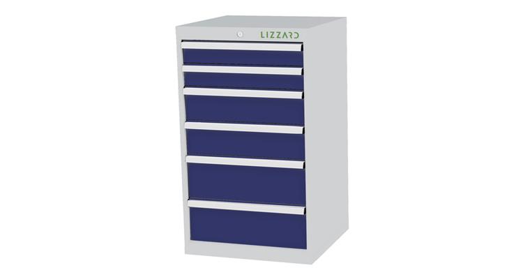 Lizzard Schubladenschrank 6 Schubladen B600xT575xH1020mm RAL7035/5010