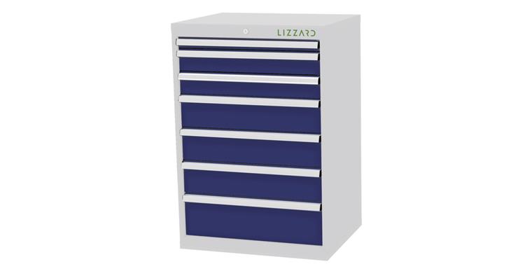 Lizzard Schubladenschrank 7 Schubladen B700xT575xH1020mm RAL7035/5010