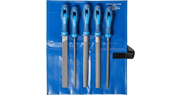 Werkstattfeilen/-raspel-Satz 5-tlg. Rolltasche 200mm grobe Zerspanung/Schruppen