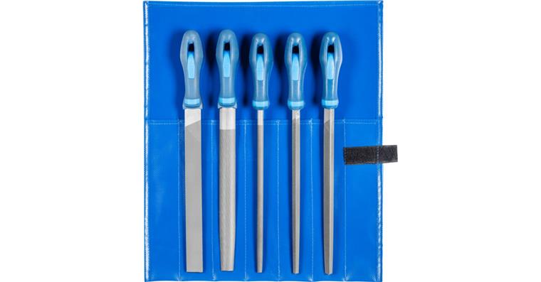 Set of flat hand engineer's files with handle, 5 pieces, L=250mm, German cut 2