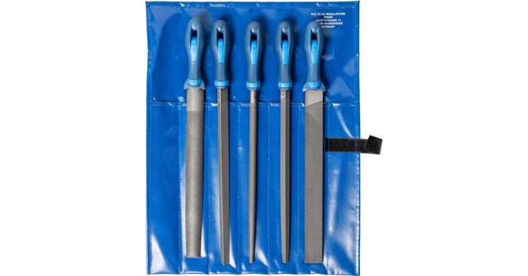 Set of flat hand engineer's files with handle, 5 pieces, L=300mm, German cut 2