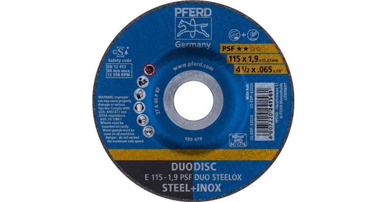 DUODISC Trenn-/Schleif. E 115x1,9x22,23 mm gekr. Uni.-Linie PSF DUO STEELOX