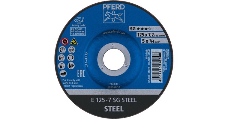 Grinding disc, depressed centre, power line, SG STEEL, dia. 125x7 mm