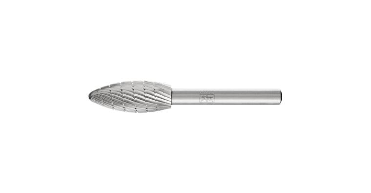 1044034202 HSS-Frässtift Flammform (B) Schaft-Ø 6 mm Zahnung 3 Kopf-Øxlänge 12x30 mm