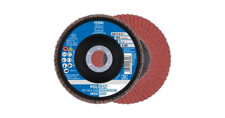 Lamella flap disc, tapered, power line A-COOL SG INOX+ALU dia. 125 mm grain 80