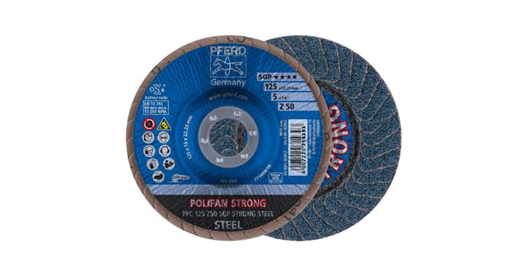 PFERD flap wheel discs Polifan-SGP STRONG STEEL diameter 125 mm, grain 50