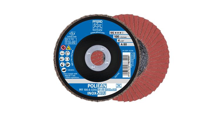 Fächerschleifscheibe POLIFAN A-COOL SG INOX+ALU flach PFF 100x16 mm K80