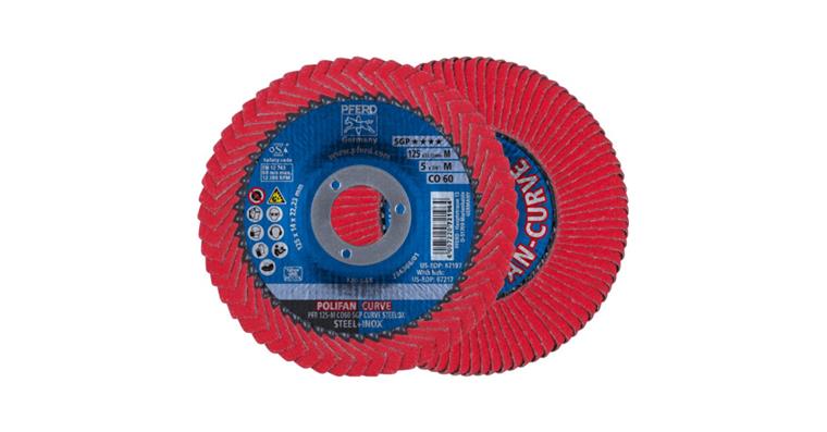 Polifan lam. flap disc CO SPG CURVE STEELOX dia. 125 mm, fillet weld width> 5 mm