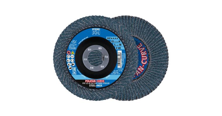 Lamella flap disc POLIFAN CURVE ZK40 dia. 125 mm fillet weld width > 5 mm