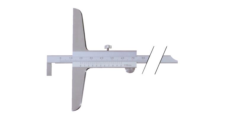 Precision depth callipers 0-300 mm, w. angled depth gauge rod