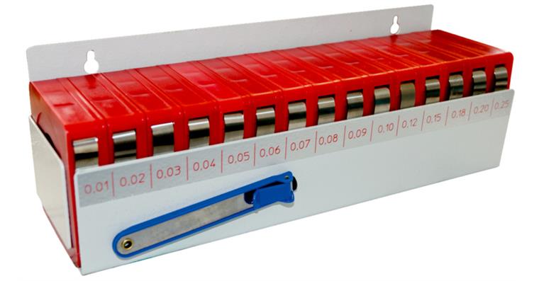 HHW feeler gauge tape assortment in wall holder 0.30-1.00 mm dimens. 330x210x220