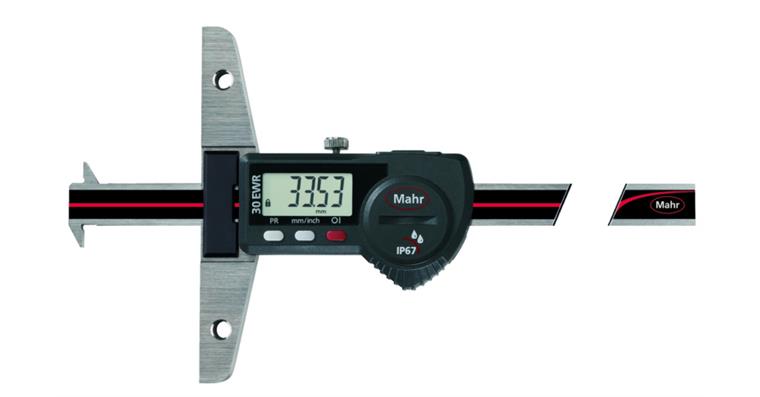 Digitaler Tiefenmessschieber 0-200mm mit Doppelhaken, IP67, EWR mit DA